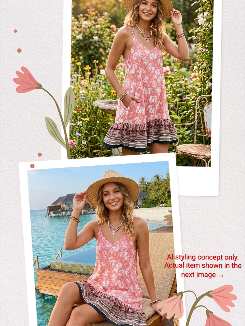 Pink Boho Mini Dress with White Elephant Print